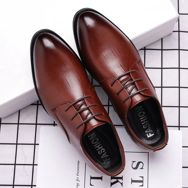 Luxury Pointed Toe Men's Leather Dress Shoes for Formal & Casual Occasions